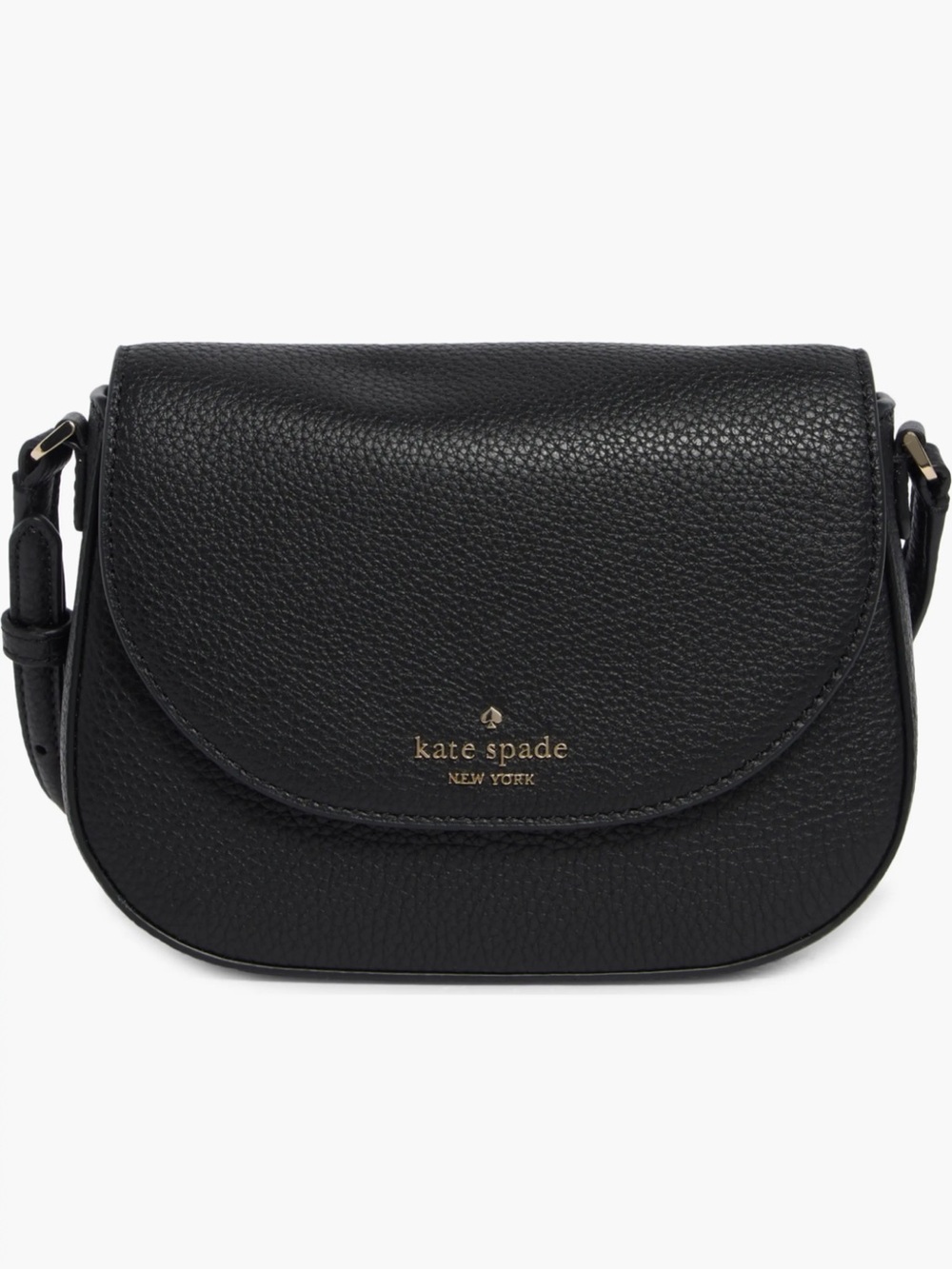 kate spade black pebble leather crossbody with gold logo